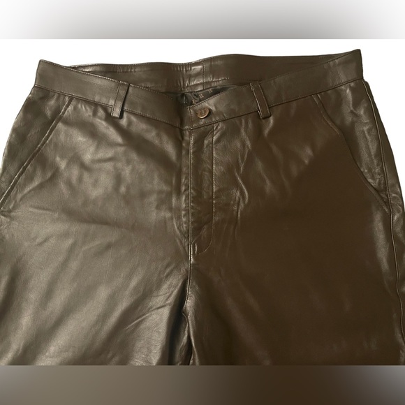 Dark Brown Lambskin Leather Trousers - Picture 1 of 8